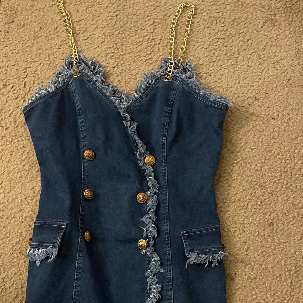Fringed jean dress